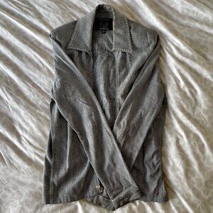 St. John Sport Petite Black & White Plaid Jacket with Silver Stud Detail